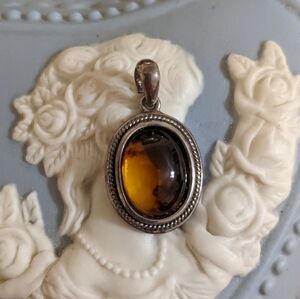 Mexican Silver 925 Oval Shape Amber
